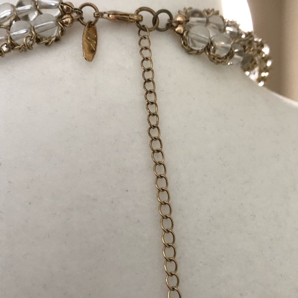 NY Clear and gold beaded layered necklace - Picture 3 of 3